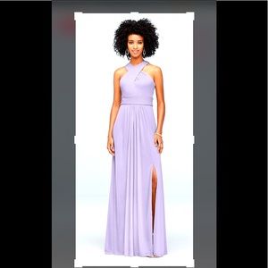 Criss cross high-neck mesh Bridesmaids dress